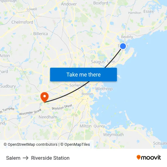 Salem to Riverside Station map