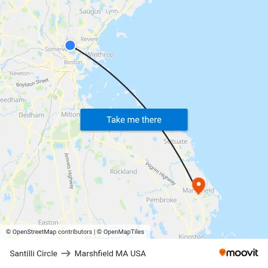 Santilli Circle to Marshfield MA USA map