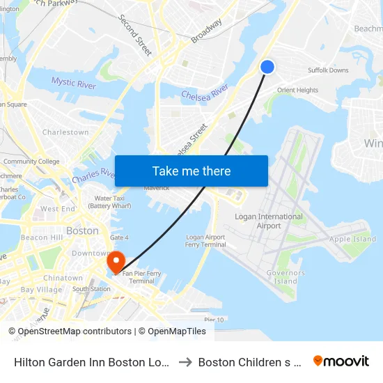 Hilton Garden Inn Boston Logan Airport to Boston Children s Museum map