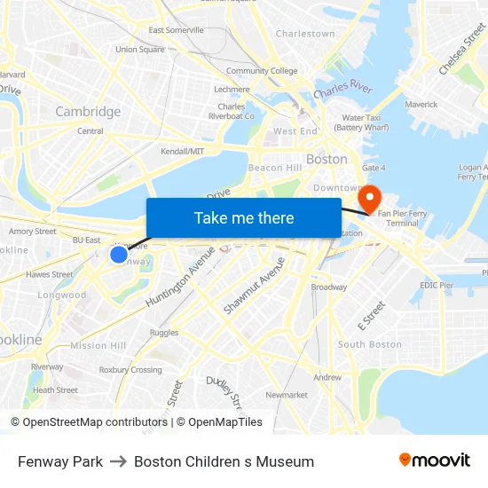 Fenway Park to Boston Children s Museum map