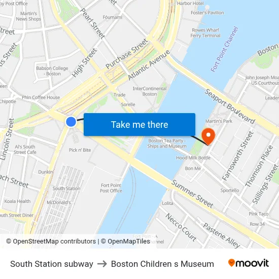 South Station subway to Boston Children s Museum map