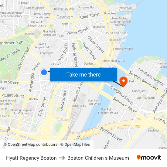 Hyatt Regency Boston to Boston Children s Museum map