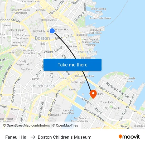 Faneuil Hall to Boston Children s Museum map