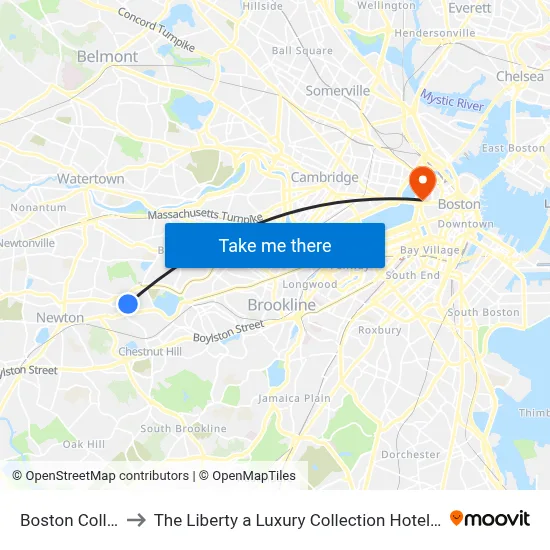 Boston College to The Liberty a Luxury Collection Hotel Boston map