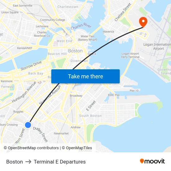 Boston to Terminal E Departures map
