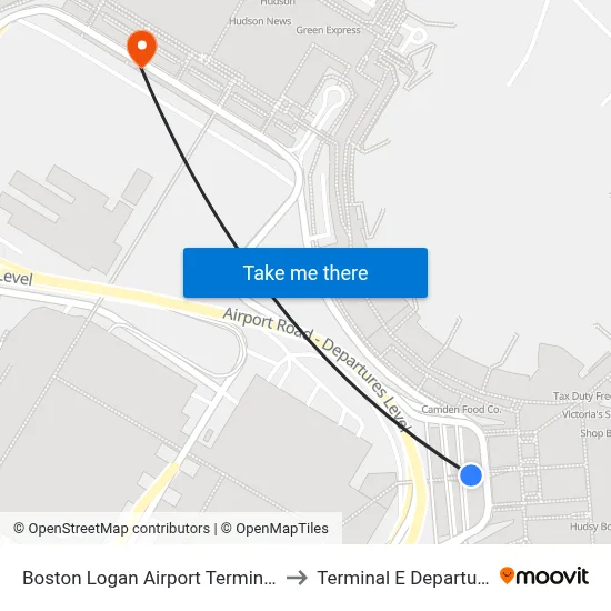 Boston Logan Airport Terminal C to Terminal E Departures map