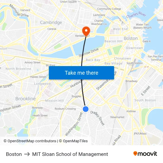 Boston to MIT Sloan School of Management map
