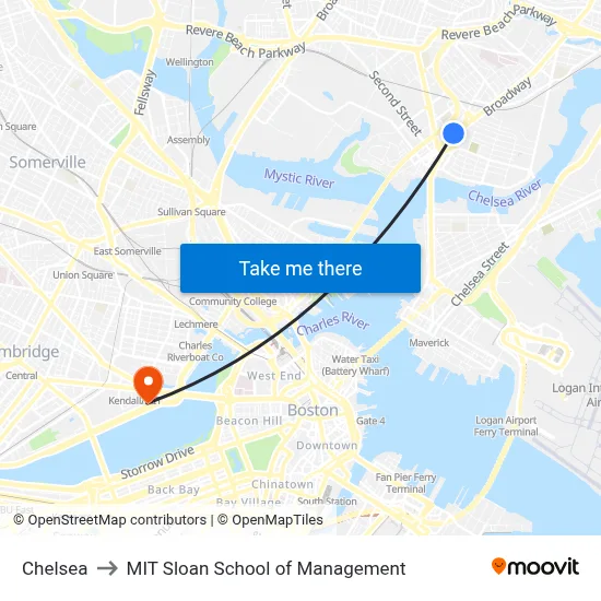 Chelsea to MIT Sloan School of Management map