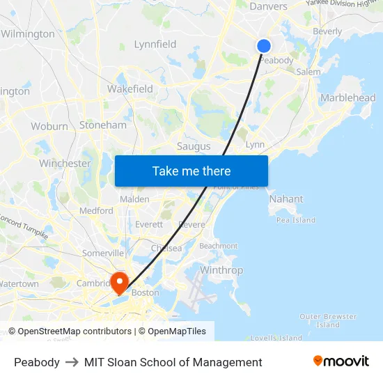 Peabody to MIT Sloan School of Management map