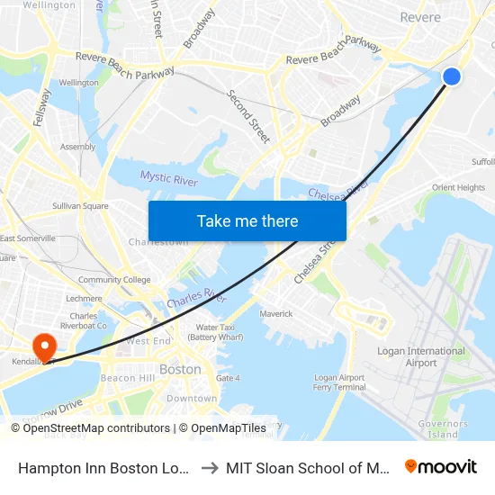 Hampton Inn Boston Logan Airport to MIT Sloan School of Management map