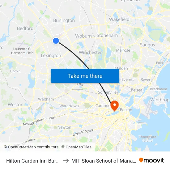 Hilton Garden Inn-Burlington to MIT Sloan School of Management map