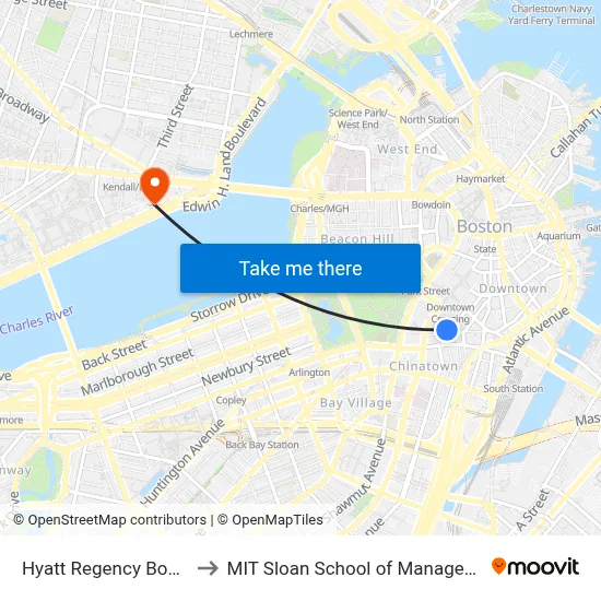 Hyatt Regency Boston to MIT Sloan School of Management map