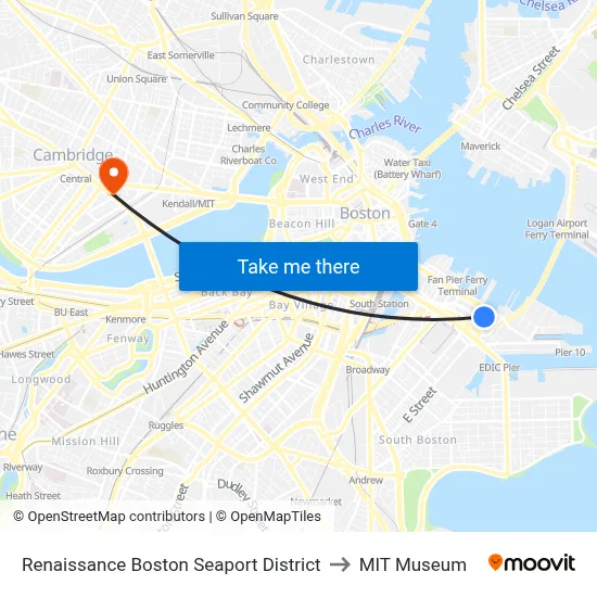 Renaissance Boston Seaport District to MIT Museum map