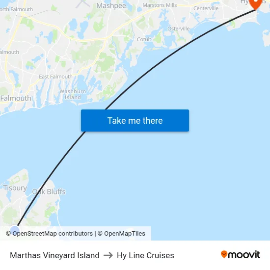 Marthas Vineyard Island to Hy Line Cruises map