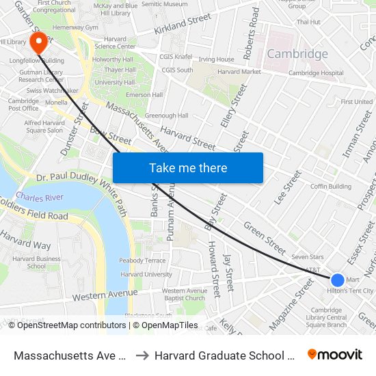 Massachusetts Ave @ Pearl St to Harvard Graduate School Of Education map
