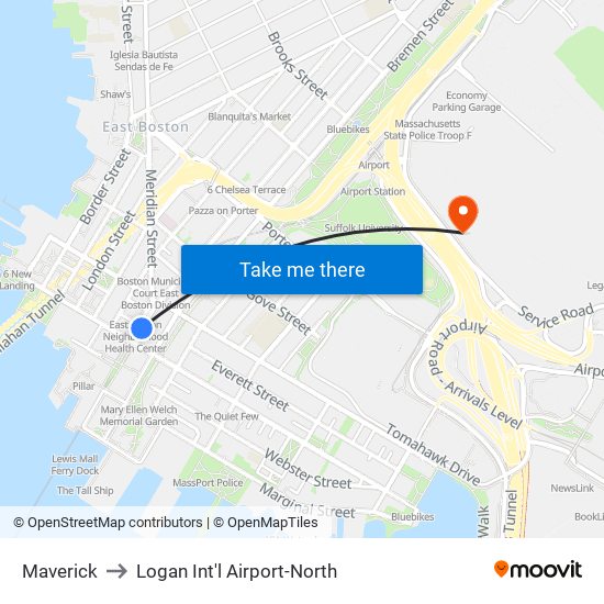 Maverick to Logan Int'l Airport-North map