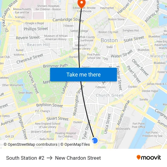 South Station #2 to New Chardon Street map