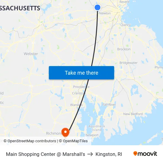 Main Shopping Center @ Marshall's to Kingston, RI map