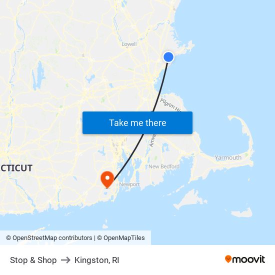 Stop & Shop to Kingston, RI map