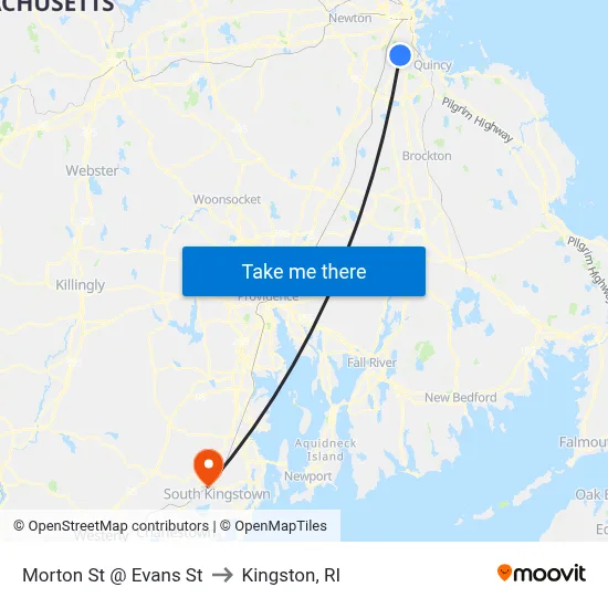 Morton St @ Evans St to Kingston, RI map