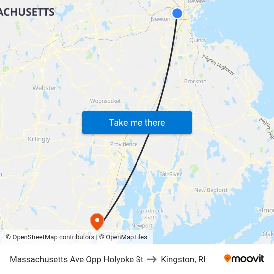 Massachusetts Ave Opp Holyoke St to Kingston, RI map