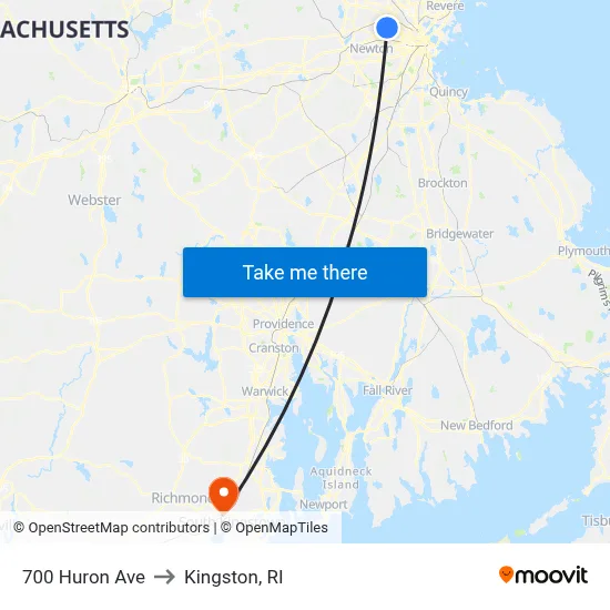 700 Huron Ave to Kingston, RI map