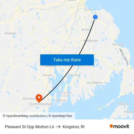 Pleasant St Opp Mutton Ln to Kingston, RI map