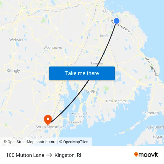 100 Mutton Lane to Kingston, RI map