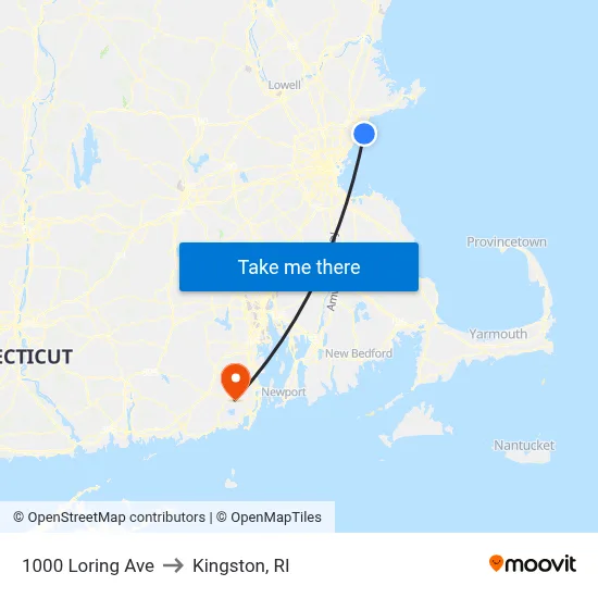 1000 Loring Ave to Kingston, RI map