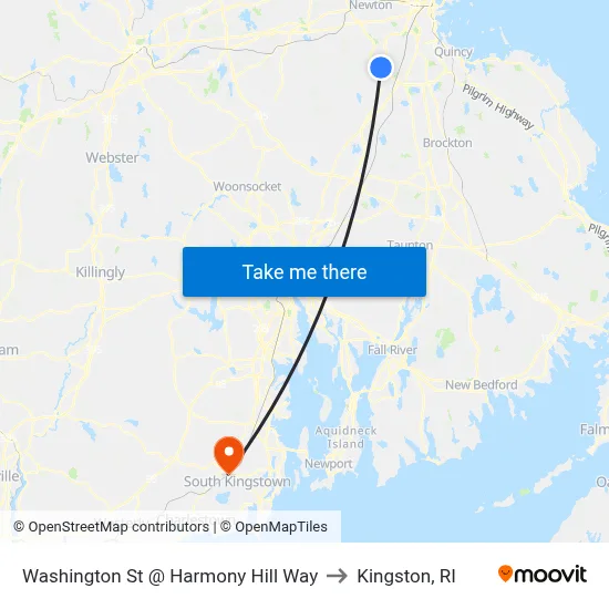 Washington St @ Harmony Hill Way to Kingston, RI map