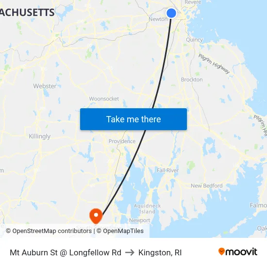 Mt Auburn St @ Longfellow Rd to Kingston, RI map
