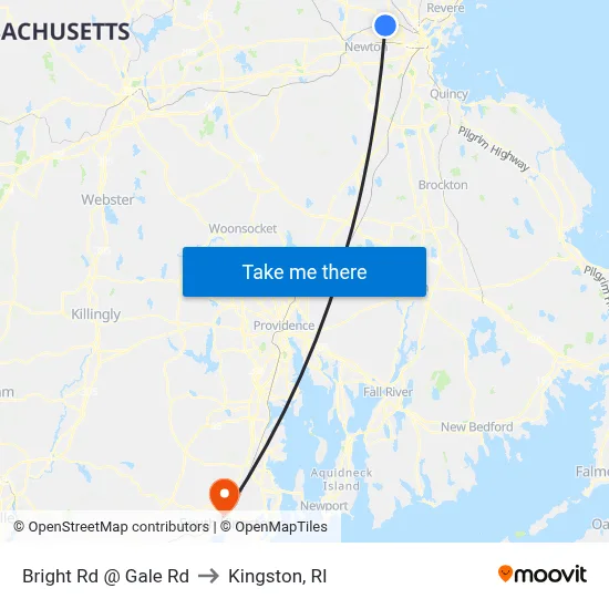 Bright Rd @ Gale Rd to Kingston, RI map