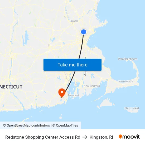 Redstone Shopping Center Access Rd to Kingston, RI map