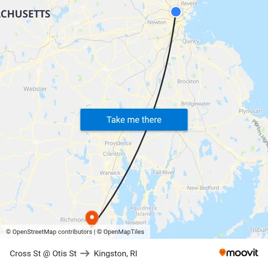 Cross St @ Otis St to Kingston, RI map