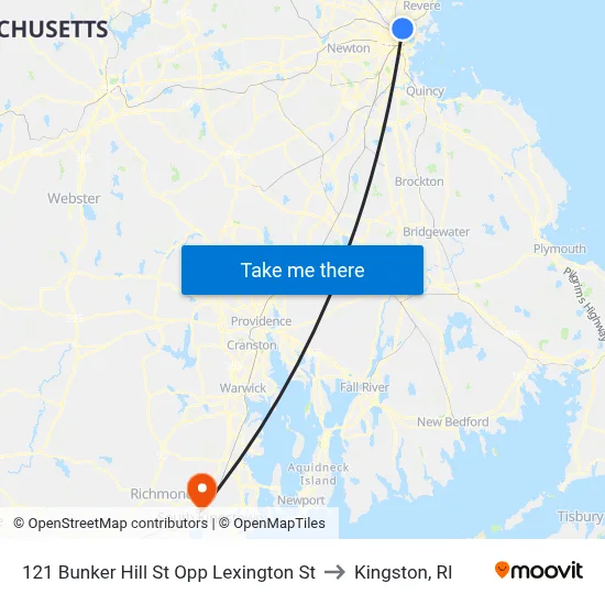 121 Bunker Hill St Opp Lexington St to Kingston, RI map