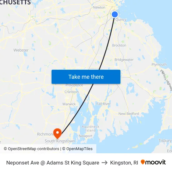 Neponset Ave @ Adams St King Square to Kingston, RI map
