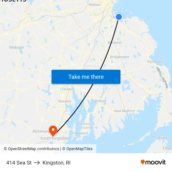 414 Sea St to Kingston, RI map