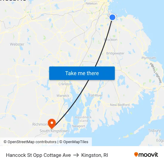 Hancock St Opp Cottage Ave to Kingston, RI map