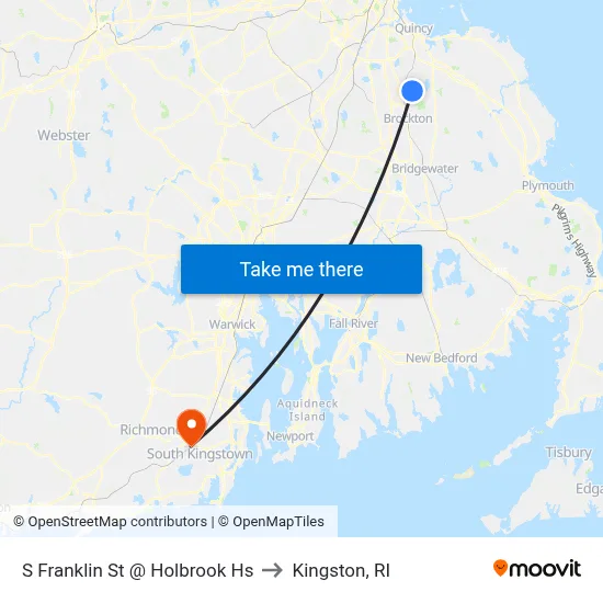 S Franklin St @ Holbrook Hs to Kingston, RI map