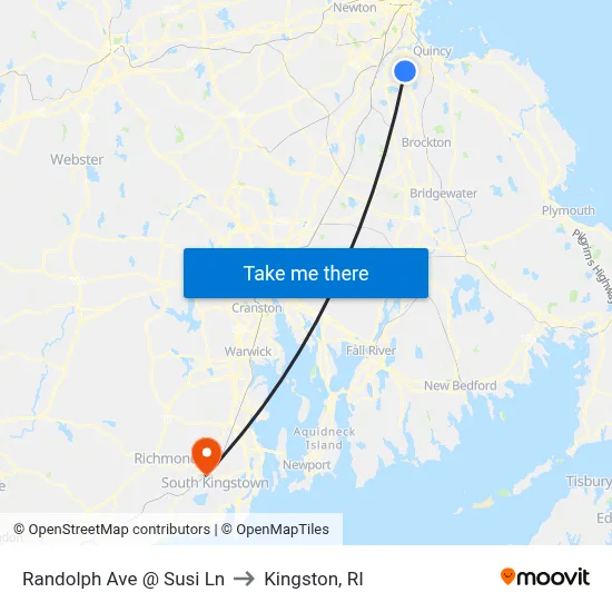 Randolph Ave @ Susi Ln to Kingston, RI map
