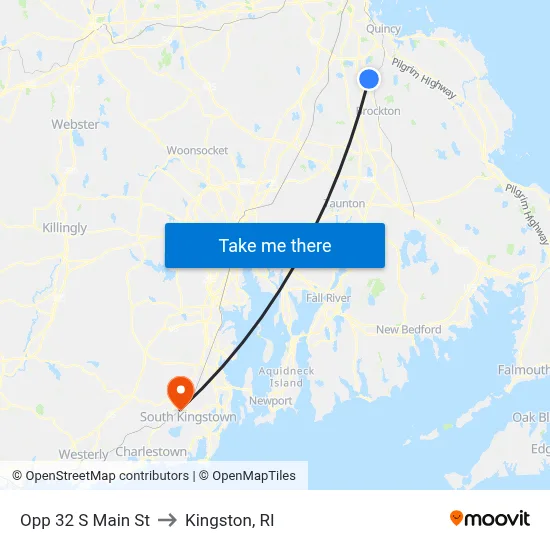 Opp 32 S Main St to Kingston, RI map