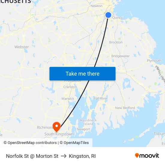 Norfolk St @ Morton St to Kingston, RI map