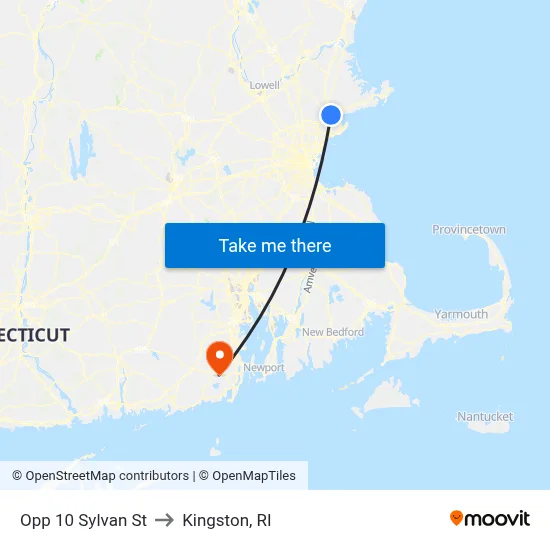Opp 10 Sylvan St to Kingston, RI map