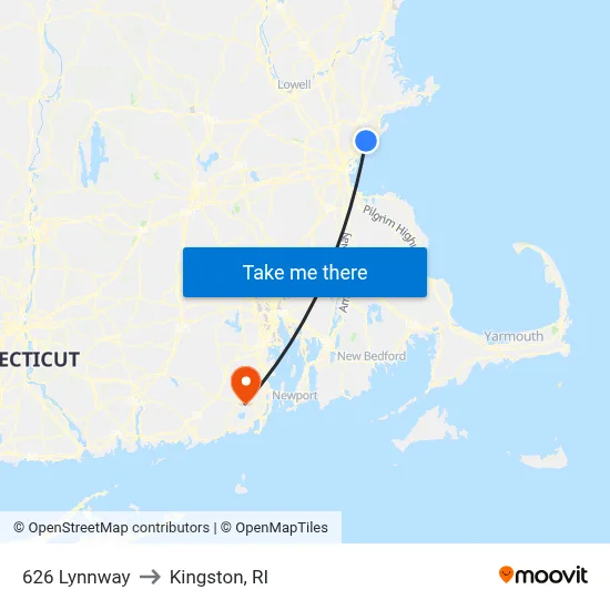 626 Lynnway to Kingston, RI map