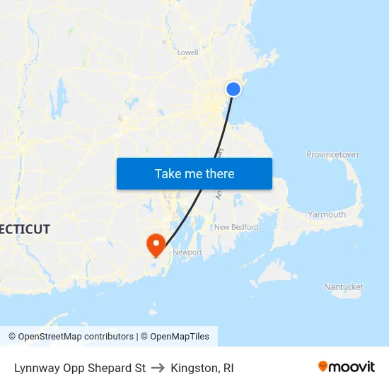 Lynnway Opp Shepard St to Kingston, RI map