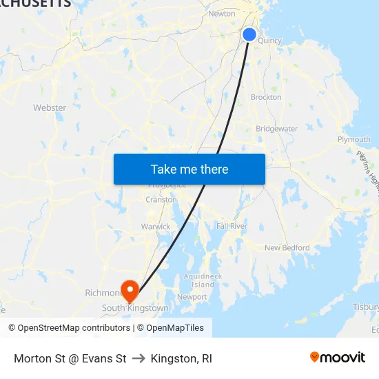 Morton St @ Evans St to Kingston, RI map