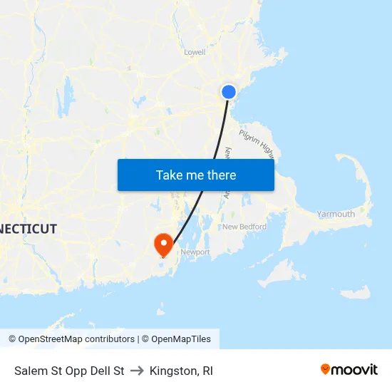 Salem St Opp Dell St to Kingston, RI map