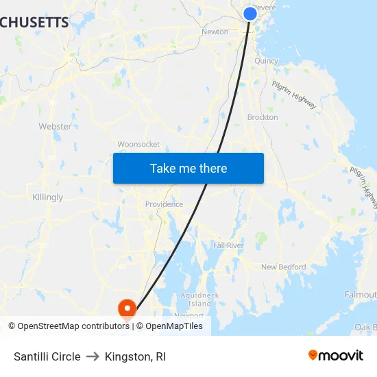 Santilli Circle to Kingston, RI map