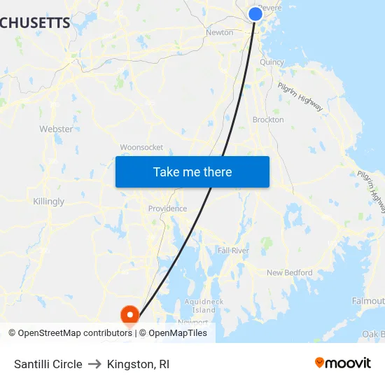 Santilli Circle to Kingston, RI map