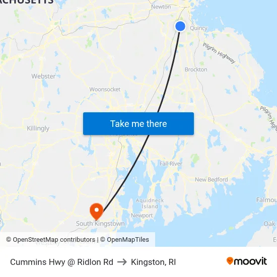 Cummins Hwy @ Ridlon Rd to Kingston, RI map